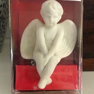 Porcelain Bisque Cherub Angel Clip Light Up Ornament Christmas White Dept 56